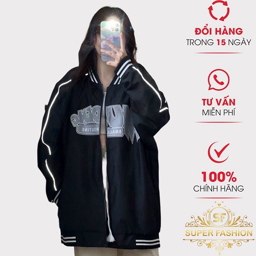 Áo Khoác Dù Nữ Không Nón SUPER FASHION Vải Dù 2 Lớp Phối Viền có Túi D903