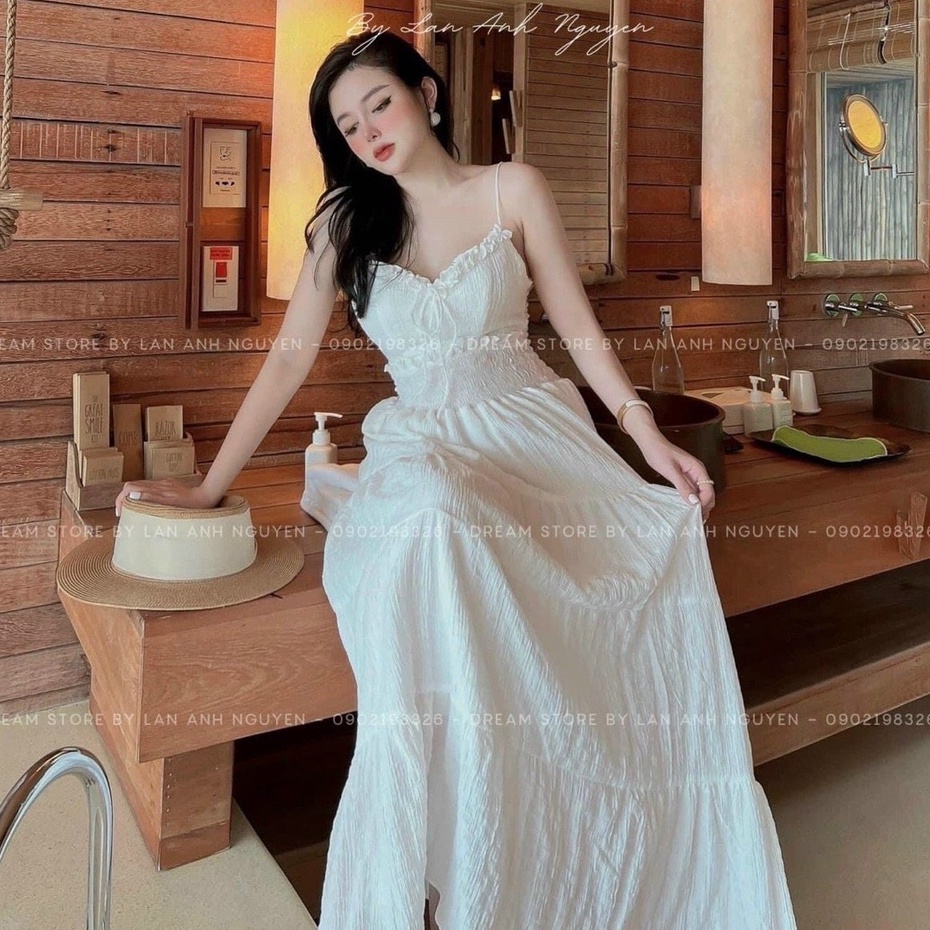 Đầm Maxi Đi Biển Dự Tiệc,váy 2 Dây Dáng Dài Xòe Xếp Tầng Tiểu Thư Xinh Xắn Sang Chảnh Thời Trang [XM MINH PHÚC]