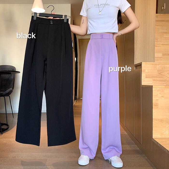 Quần ống xuông chất liệu tuyết mưa dày dặn cao cấp kiểu dáng culottes ulzzang thời trang nữ phong cách Hàn Quốc