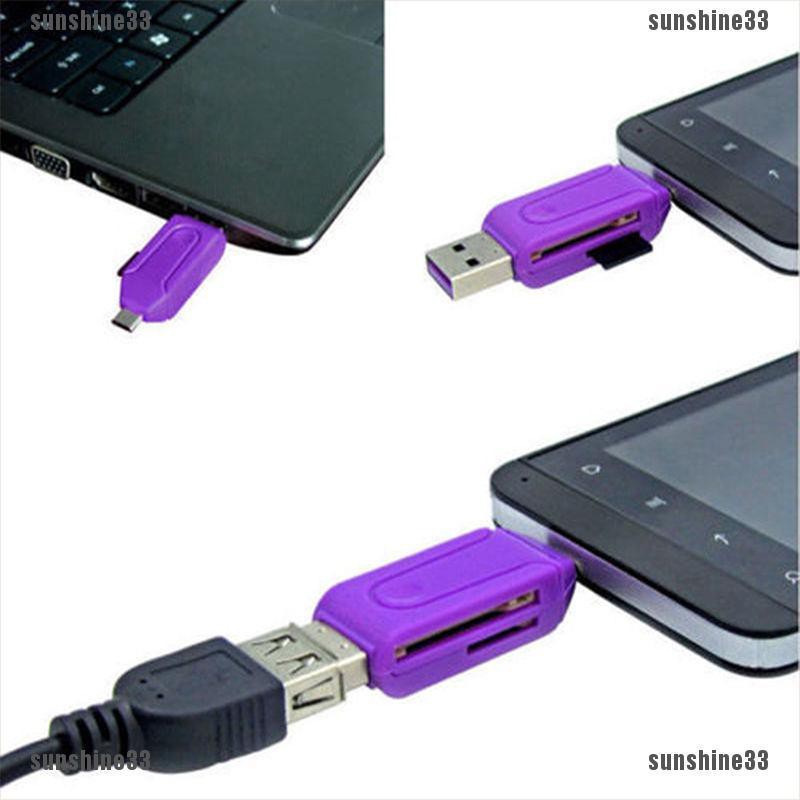 Đầu Đọc Thẻ Cổng Micro Usb 2.0 Otg Sd Tf Cho Điện Thoại Và Pc 2 Trong 1