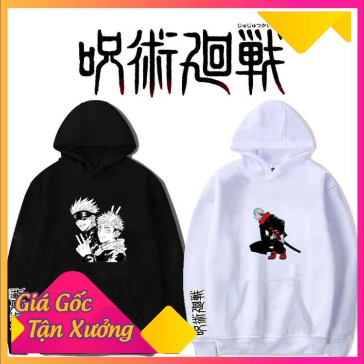 Áo Hoodie Anime Jujutsu Kaisen Gojo Satoru 2 màu đen trắng