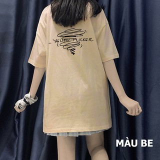 Áo thun tay lỡ in yellow flicker atin11