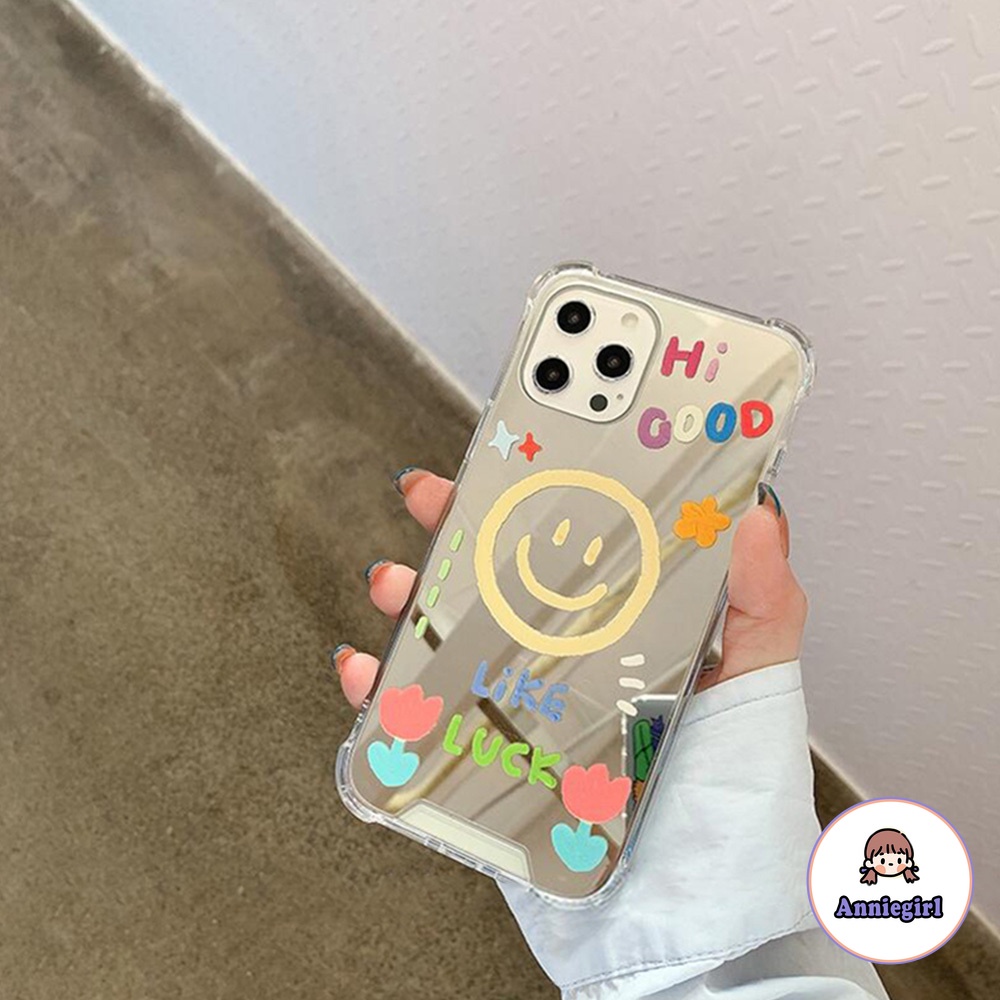 Ốp Điện Thoại TPU Mềm Tráng Gương Chống Trầy Xước Họa Tiết Mặt Cười Kiểu Hàn Quốc Cho IPhone 13 12 11 Pro Max X XS