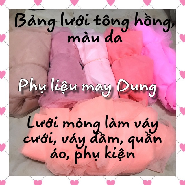 Lưới may đầm, váy, phụ kiện tông hồng, da