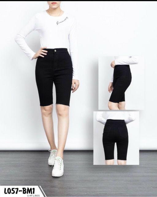 Quần bò giấy skinny ngố - quần short bò jean cạp cao tôn dáng