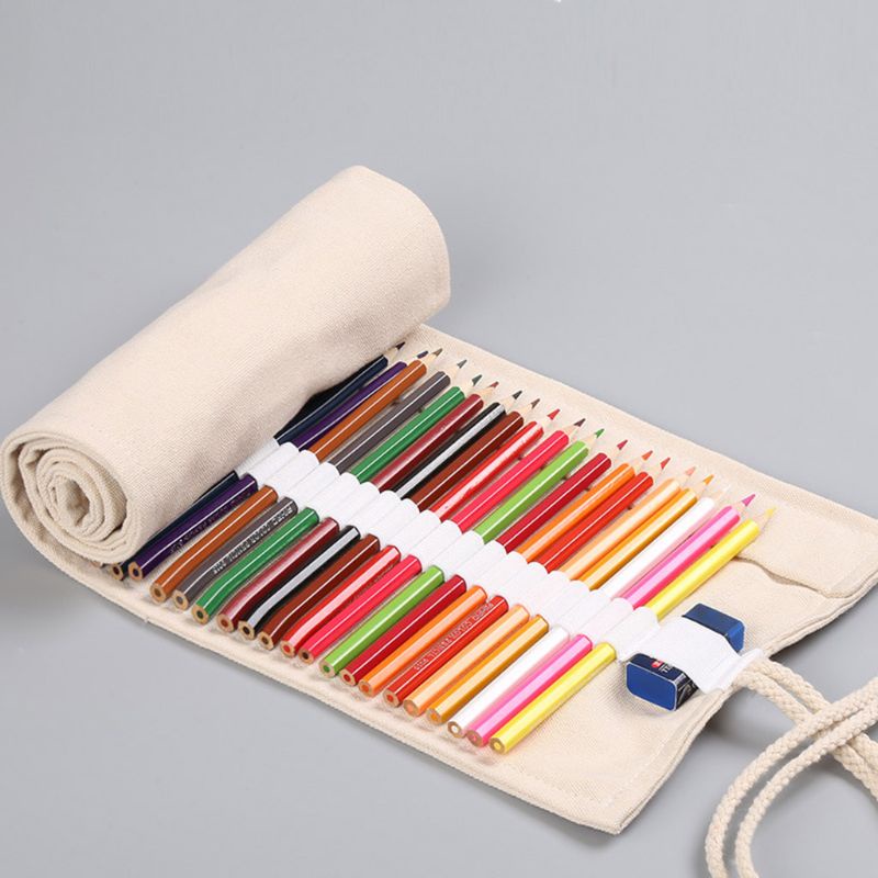 Túi Cuộn Đựng Bút 12 / 24 / 36 / 48 / 72 Lỗ Bằng Vải Canvas Tiện Dụng