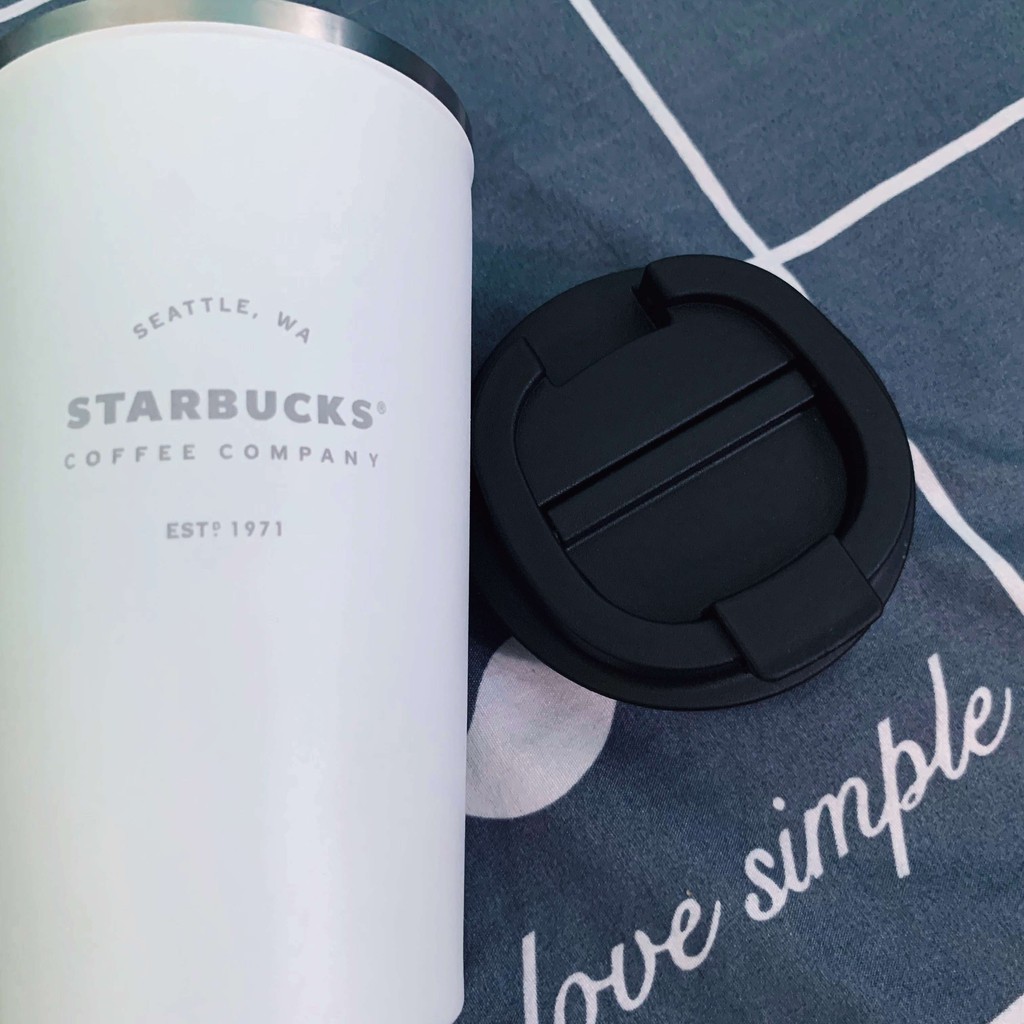 Ly cốc giữ nhiệt STARBUCKS SEATTLE 1971 Màu trắng không cắm ống hút dung tích 500ml