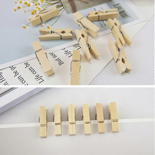 Kẹp gỗ trơn - (Size 3,5cm/ 4,5cm x 7mm) - Set 30 chiếc kèm dây