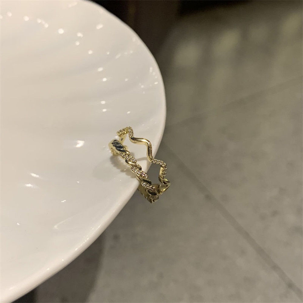 Set 2 Nhẫn Hở Gợn Sóng Đơn Giản Có Thể Điều Chỉnh Thời Trang Cho Nữ