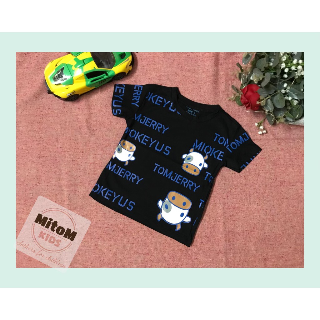 Áo cotton bé trai ♥️ FREESHIP ♥️ Chất thun cotton mềm mịn, họa tiết chú bò siêu cute