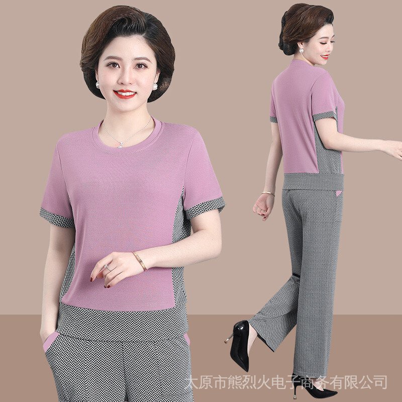 Áo Thun Thể Thao Ngắn Tay Thời Trang Mùa Hè Mới Cho Phụ Nữ Trung Niên 40-50-60 Tuổi
