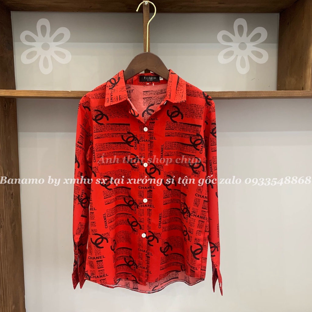 Áo sơ mi chữ cá tính chất lụa đẹp thời trang BANAMO Fashion 374