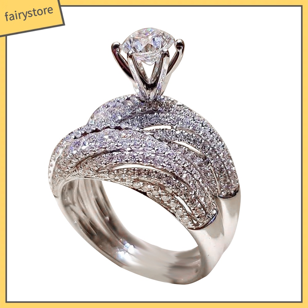 Nhẫn Hợp Kim Đính Đá Lấp Lánh Phong Cách Vintage