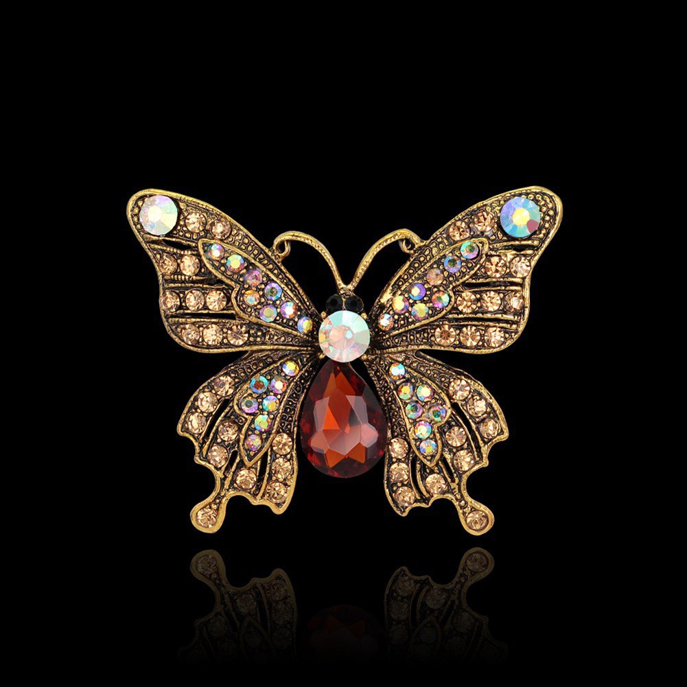Ghim cài áo hình bướm đính đá thiết kế xinh xắn
