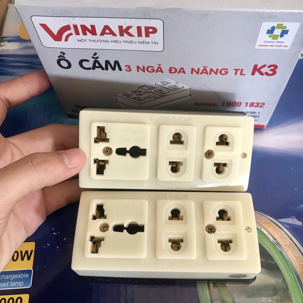 Ổ cắm vinakip 3 ngả đa năng TL K3