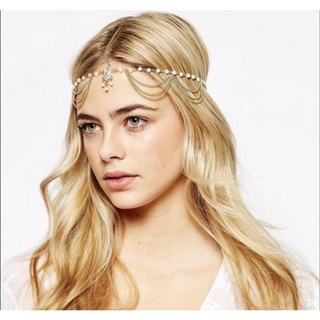 Vòng đội đầu headchain hột đá vàng phong cách boho