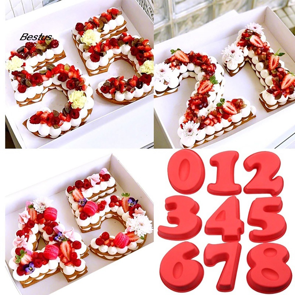 Khuôn silicone số 0/1/2/3/4/5/6/7/8 làm bánh kem sinh nhật DIY
