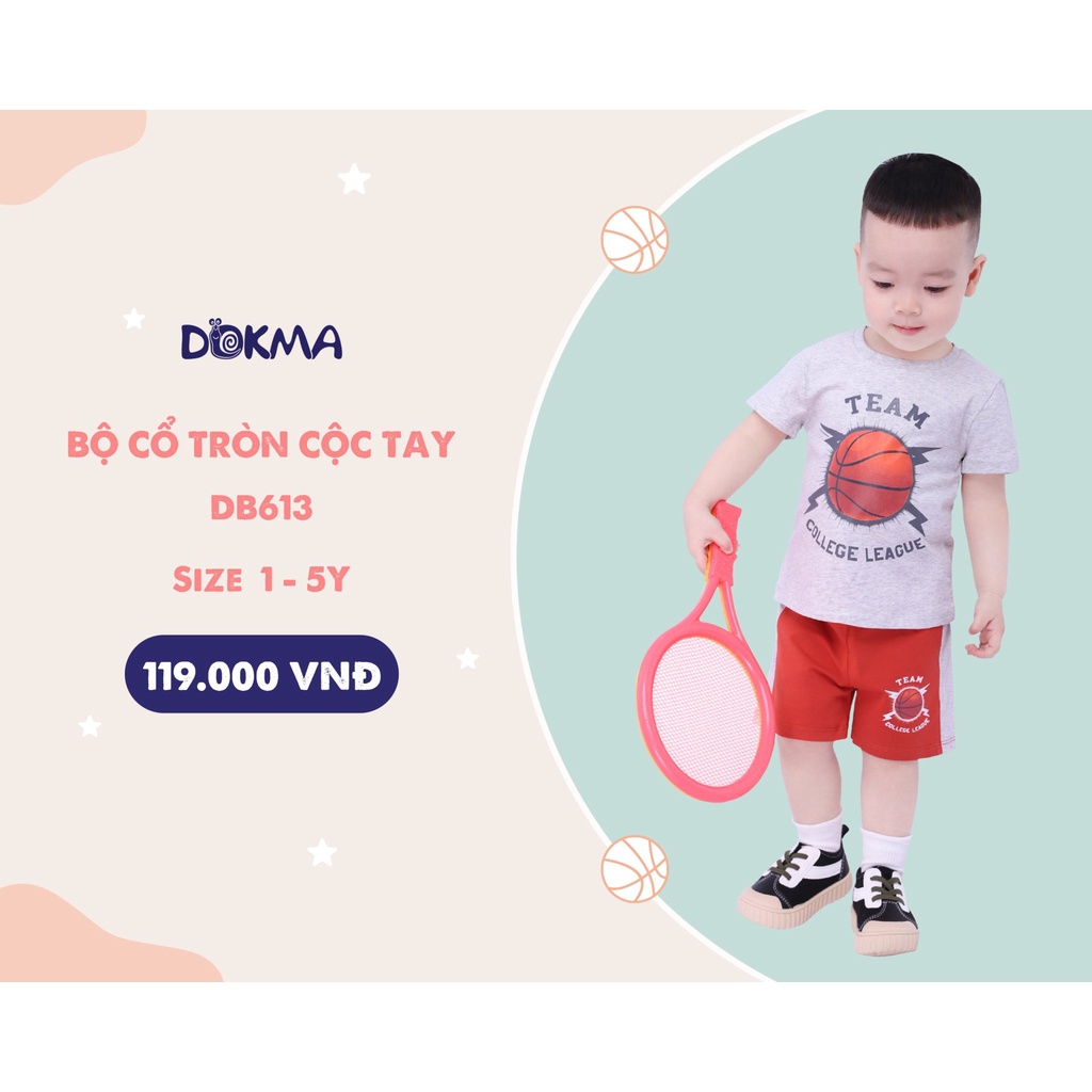 Bộ cộc tay bé trai Dokma – chất cotton hữu cơ siêu mềm mát