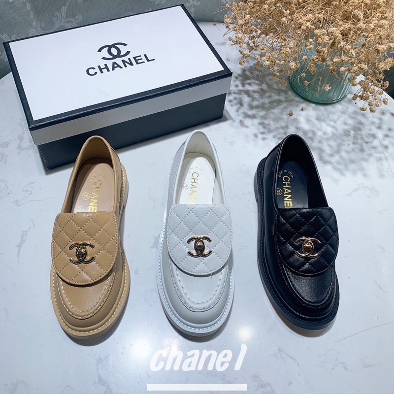 Giày Da Chanel Gót Thấp Mũi Tròn Thời Trang Dành Cho Nữ Size 35-40