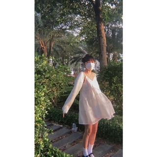 (Ảnh Thật- Có sẵn ) Đầm dây trắng xoè