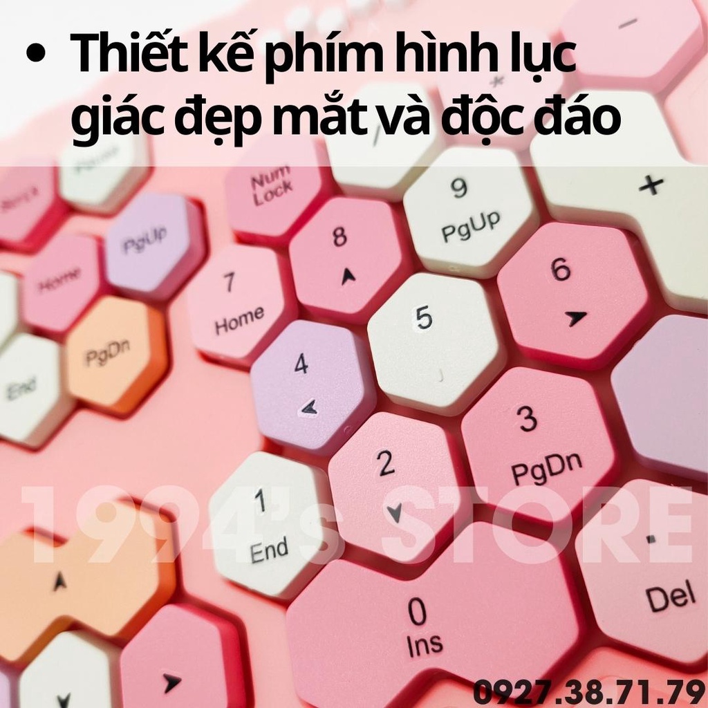 Combo bàn phím và chuột giả cơ ko dây MOFii Honey Plus - New 2023 - Dùng cho Laptop,máy tính bàn PC,Tivi,IP..