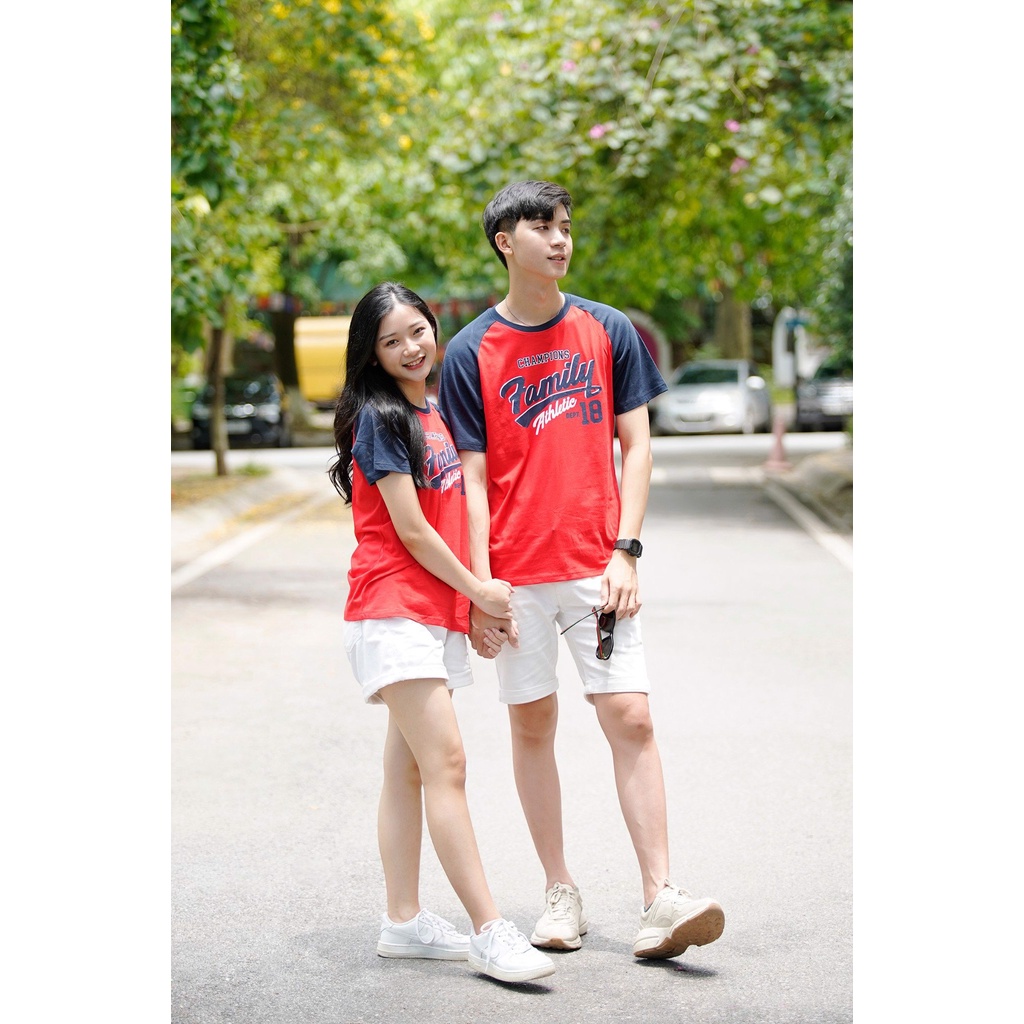 Áo phông nữ SAYME tay raglan vải thun cotton co giãn, set gia đình đi biển đi chơi đều đẹp WCTS0018