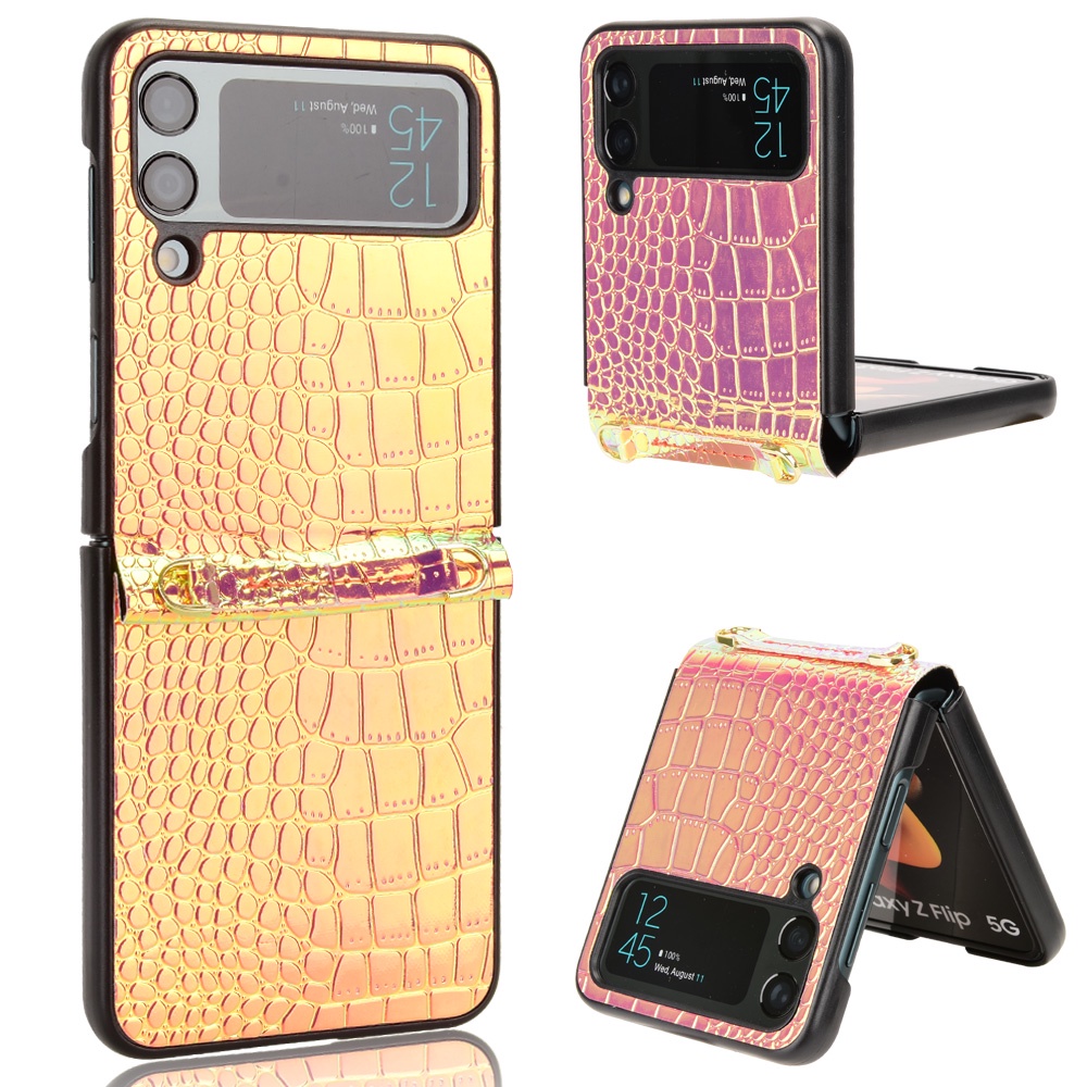 Ốp Điện Thoại Sáng Bóng Có Ngăn Đựng Thẻ Và Dây Đeo Cho Samsung Galaxy Z FLIP 4 3