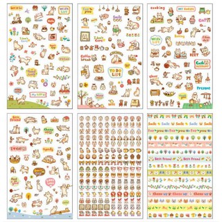 Set sticker mèo/thỏ 6 tờ