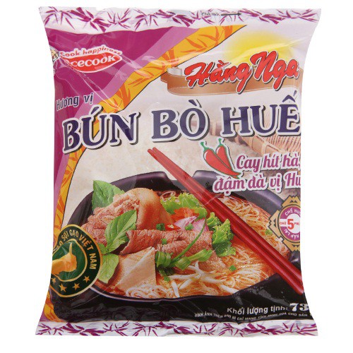 Thùng 30 gói Bún bò Huế Hằng Nga 75g