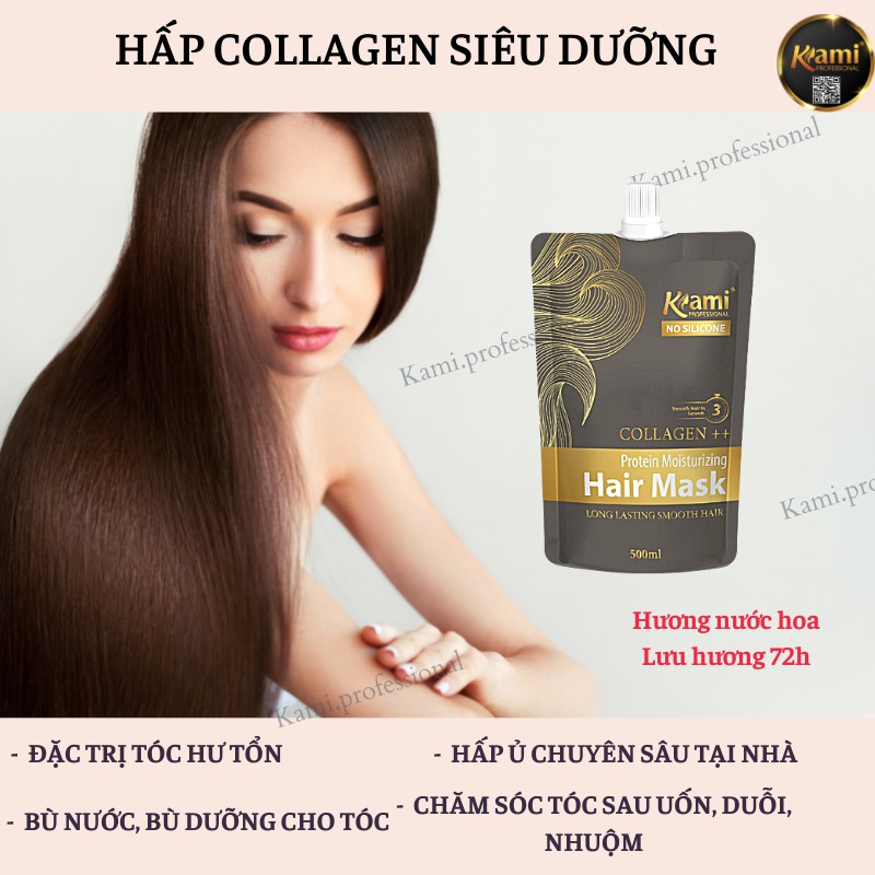 Kem hấp ủ collagen siêu dưỡng phục hồi chăm sóc tóc hương nước hoa - Hấp túi Kami