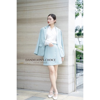 Chân váy đắp chéo tà đơn giản màu xanh có lót quần by Dandelion