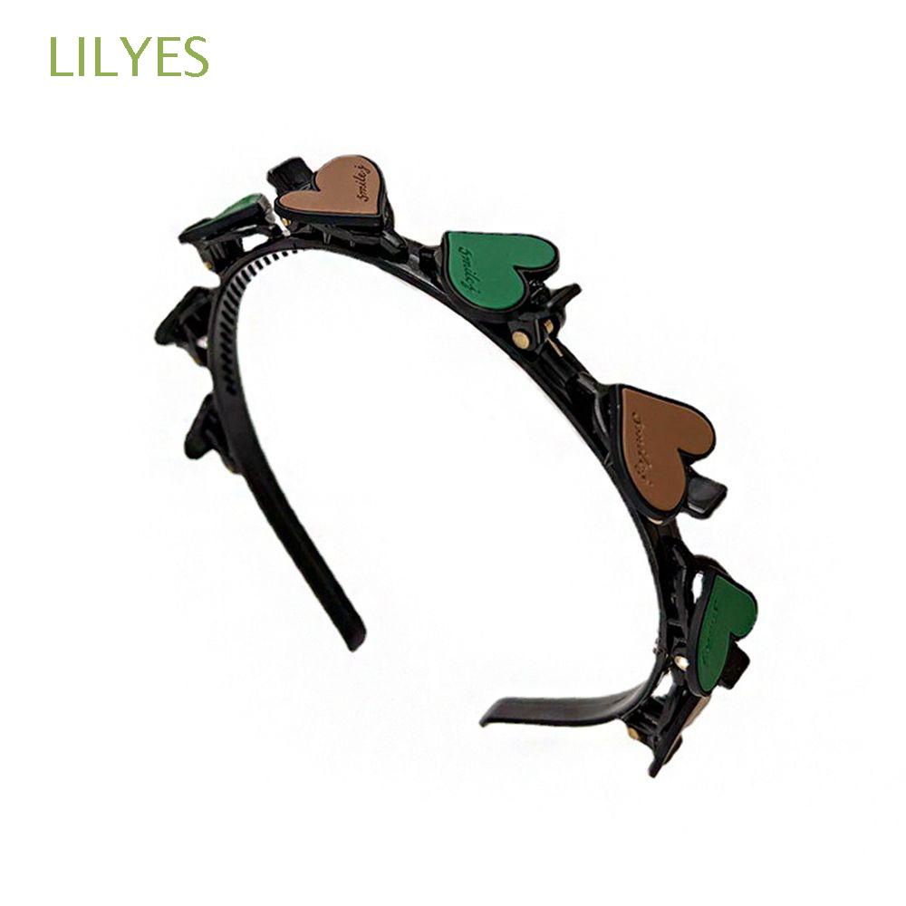 LILYES Sweet Women Hair Hoop Headwear Heart Headband Korean Hairbands Girl Hairclip For Girls Love Toothed Clip Bangs Hairpin Simple Braided Hair Clip