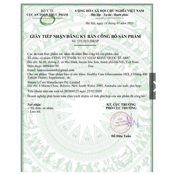 -Viên bổ khớp Glucosamin HCL 1500mg - Healthy Care, lọ 400 viên