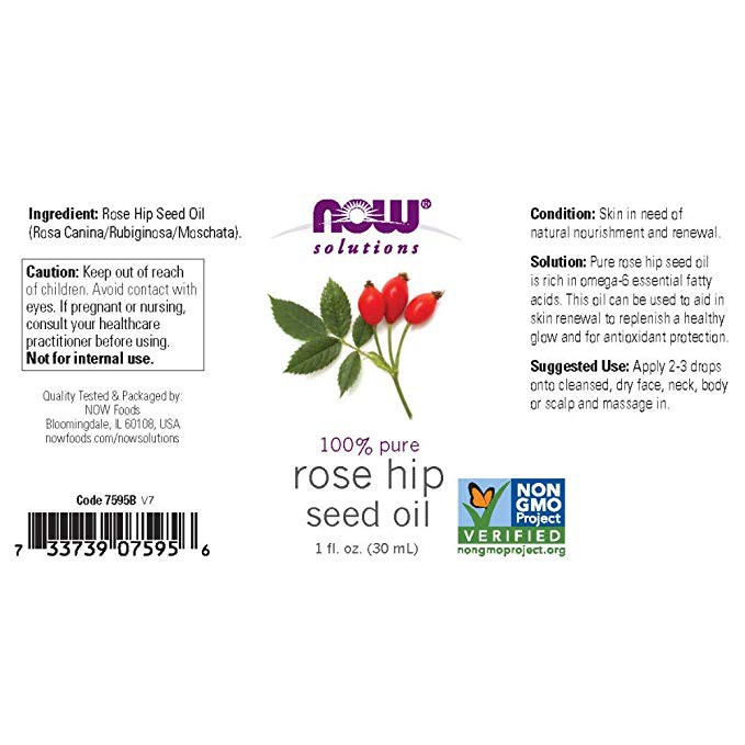 Tinh Dầu Nụ Tầm Xuân NOW Solutions Rose Hip Seed Oil 30ml serum dưỡng sáng da mịn màng căng bóng