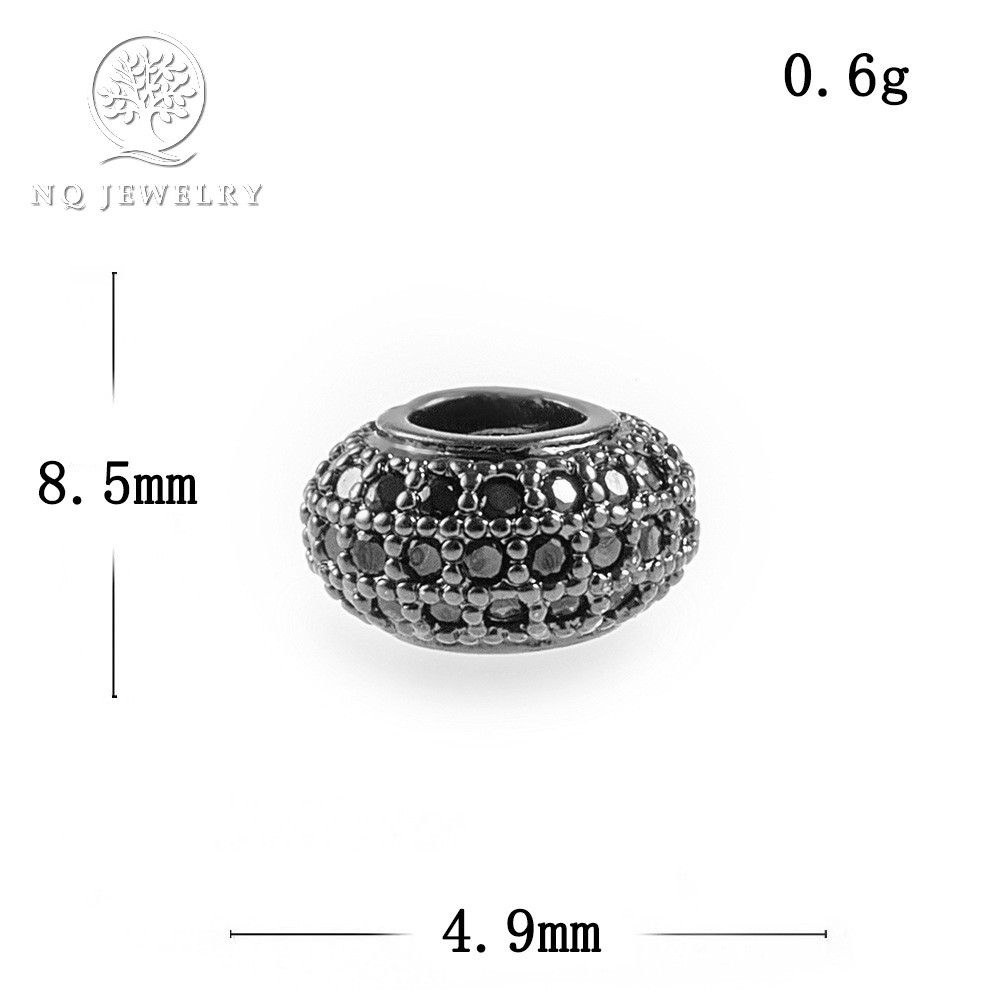 Charm hợp kim tròn đính đá xỏ ngang - NQ Jewelry