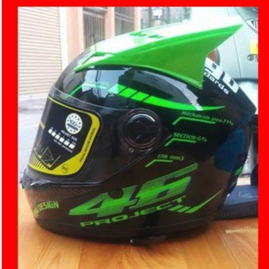 MŨ AGU 46 XANH PHẢN QUANG + Đuôi gió AGV và sừng rồng