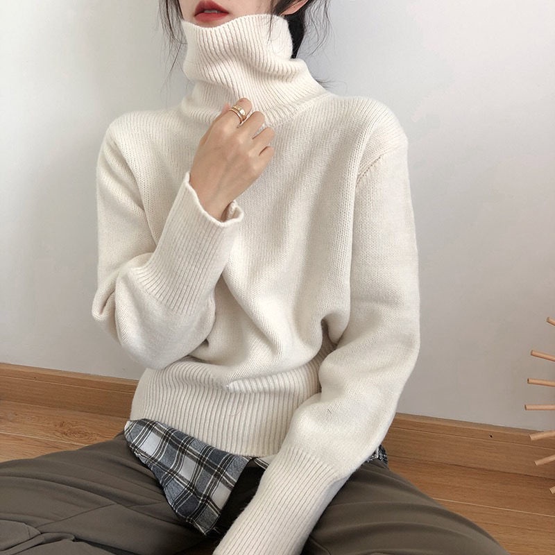 Áo Len Cổ Lọ Tay Dài Dáng Rộng Phong Cách Hàn Quốc Thời Trang Thu Đông Mới Cho Nữ