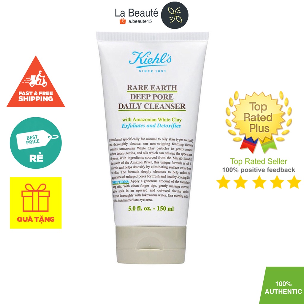 Kiehl's Rare Earth Deep Pore Daily Cleanser - Sữa Rửa Mặt Đất Sét Cho Da Dầu 150ml