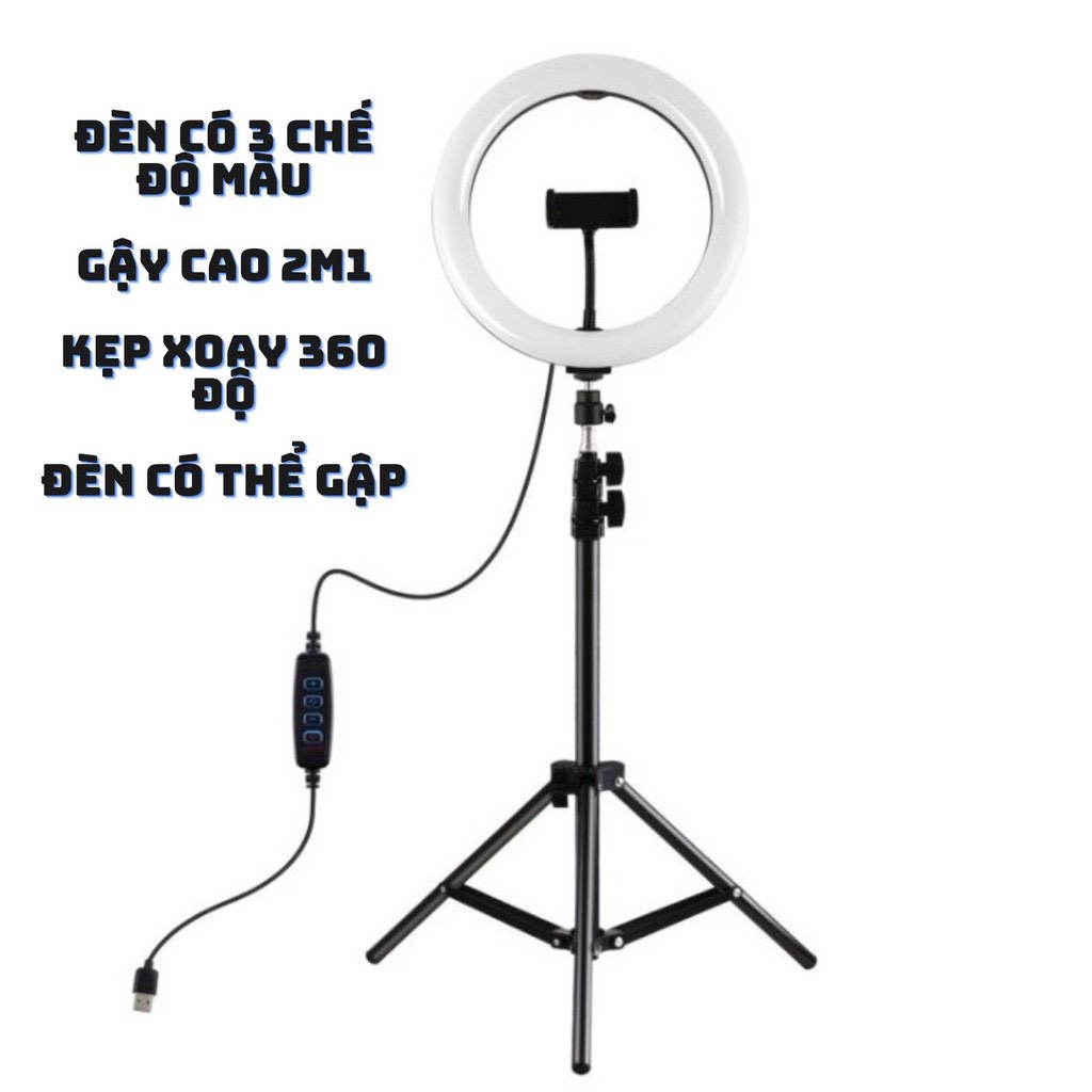 ⚡️⚡️HOT⚡️⚡️ Đèn Livestream size 26 30 36 45 cm và chân 2m1 Hỗ Trợ Chụp Ảnh Make up Trang Điểm nhiều Chế Độ Sáng