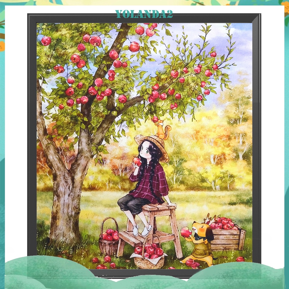 Tranh thêu chữ thập hình cây táo 11ct kèm phụ kiện