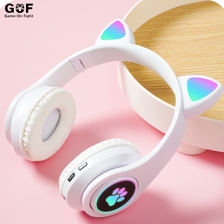 "Tại chỗ" tai nghe đầu mèo tai nghe bluetooth tai nghe phát sáng tai mèo vuốt mèo dễ thương mát mẻ tai nghe bluetooth không dây chất lượng âm thanh cao