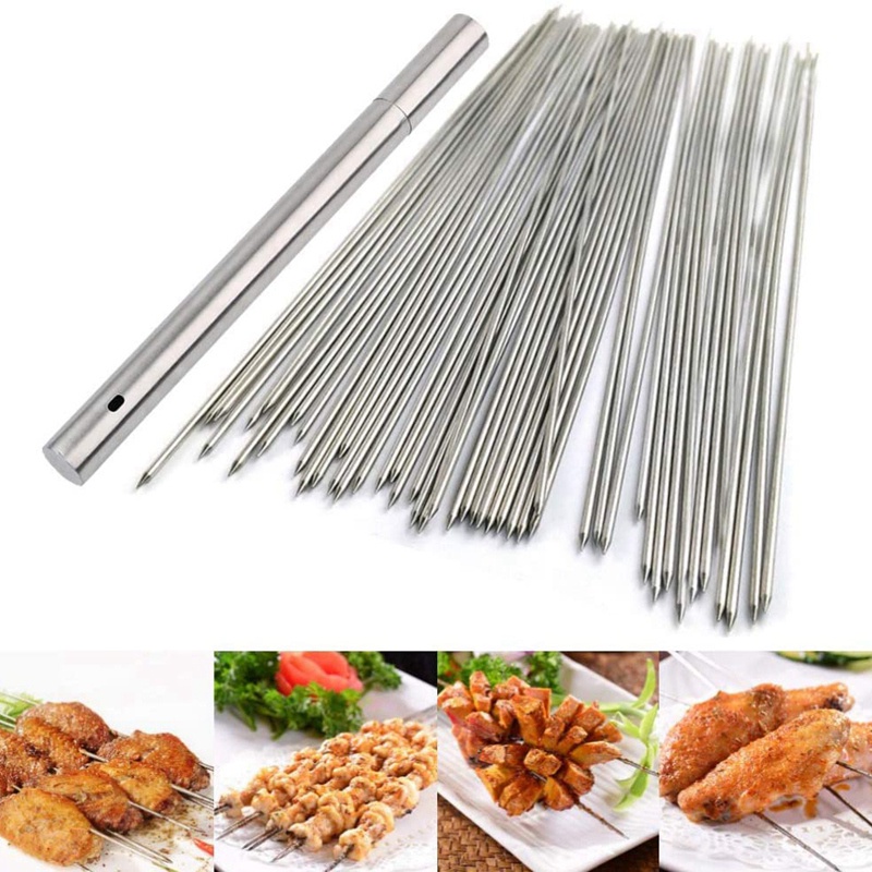Bộ 50 Que Xiên Thịt Nướng BBQ Bằng Thép Không Gỉ 15.7 Inch