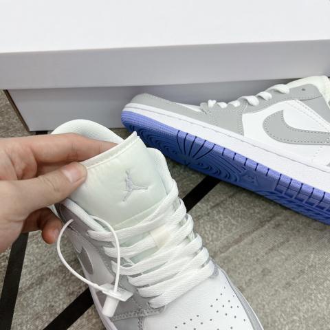 Giày Jordan xám trắng đế xanh, Giày Jordan 1 cổ thấp JD grey xám đế xanh bản đẹp full box bill