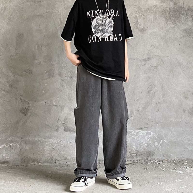 ( Jean dày) Quần Jean Nam - Baggy Nam Nữ Thời TRang 2021( ống rộng xám cắt ko xích)