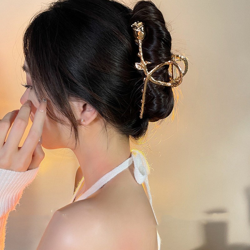 Kẹp Tóc Kim Loại Thiết Kế Hình Bông Hoa Độc Đáo Thời Trang Hàn Quốc