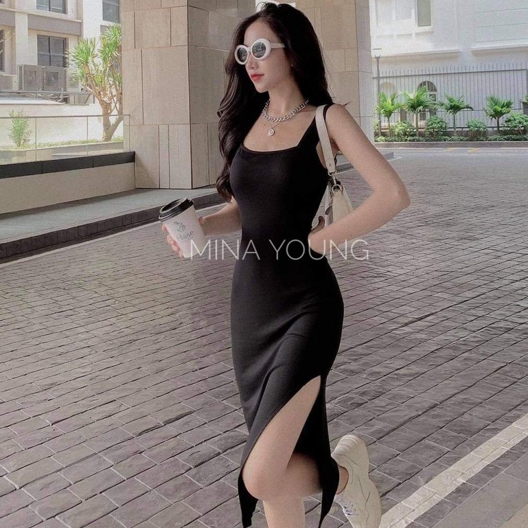 Váy body 2 dây xẻ tà ,chất thun siêu mềm mịn, dễ mặc và siêu nịnh dáng | BigBuy360 - bigbuy360.vn