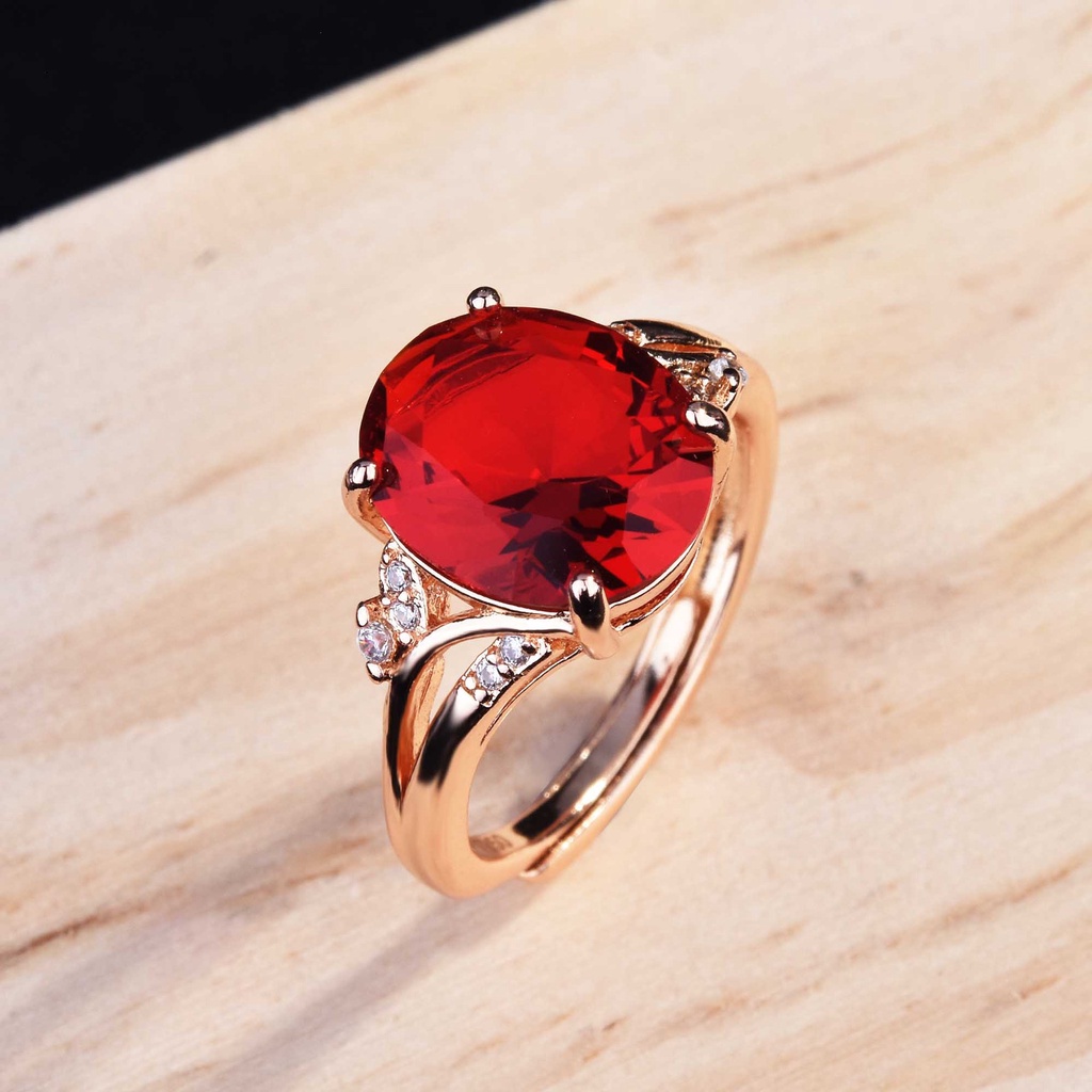 Nhẫn Bạc 925 Đính Đá Quý Hình Oval Màu Đỏ Thật Có Thể Điều Chỉnh Kích Thước