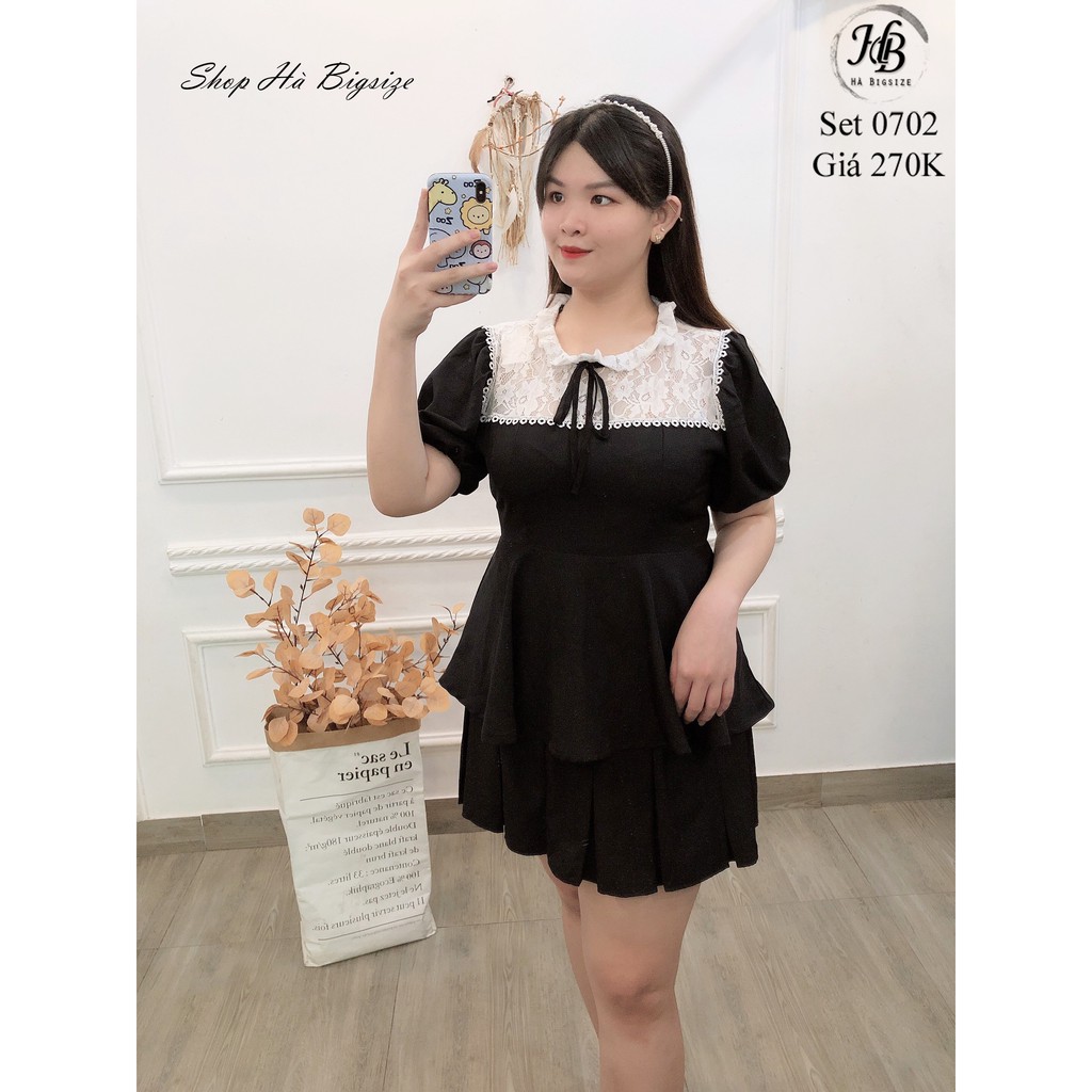 Set tiểu thư peplum big size từ 60-95kg ( Hình thật người mẫu shop chụp 100% )