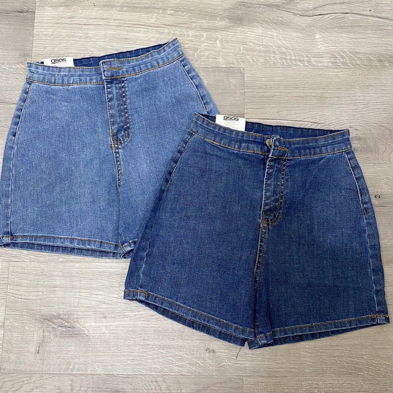 Quần shorts jeans cạp liền một nút lưng siêu cao tôn dáng, chất jeans dày dặn, co giãn thoải mái (hình thật)