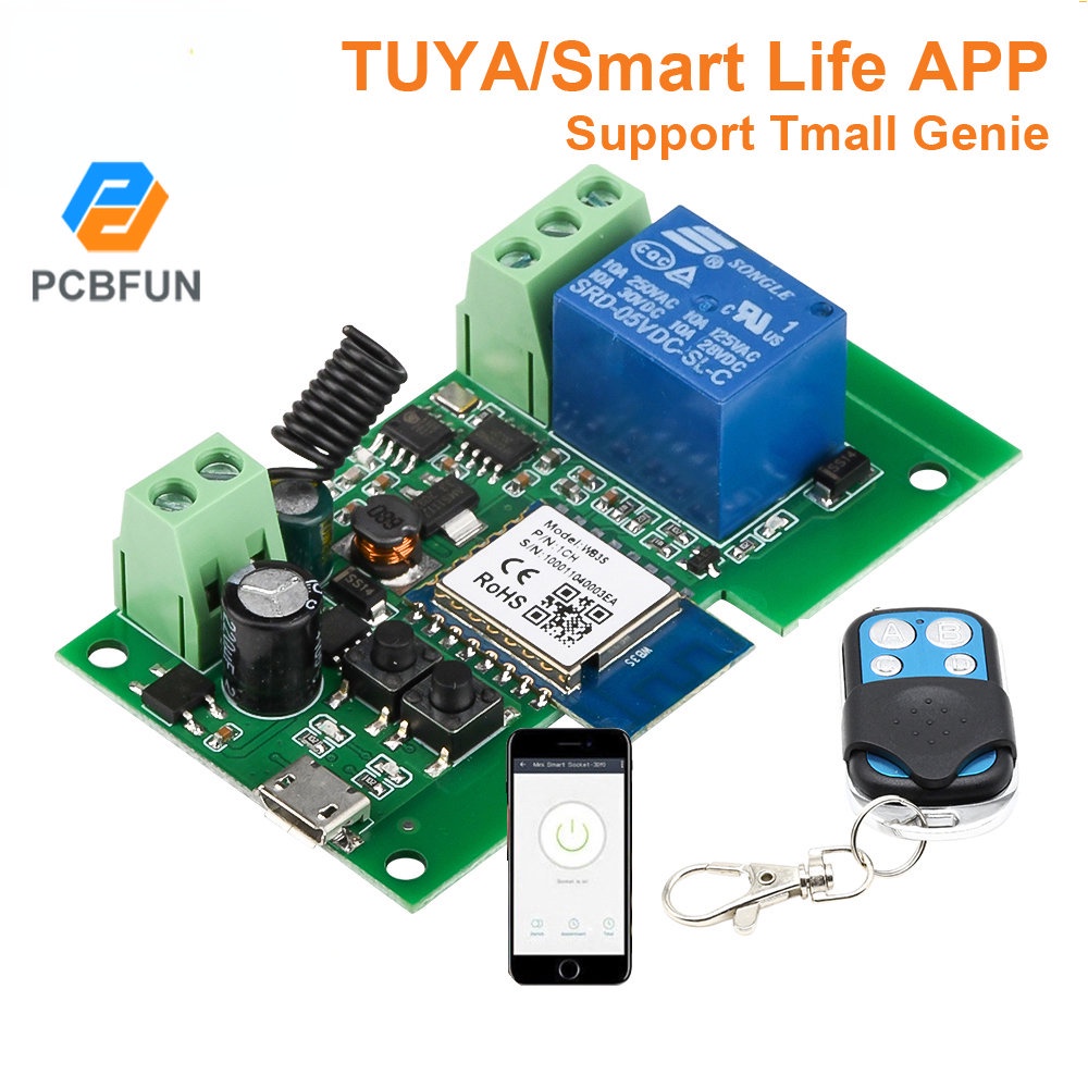 Mô đun công tắc điều khiển từ xa Pcbfun App Tuya Wifi 433mhz 1 kênh Usb 5v/ Dc7-32V